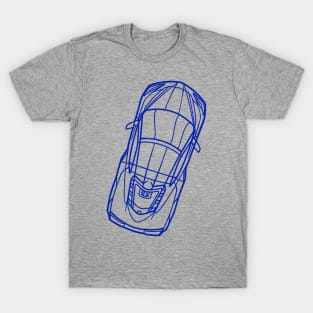 Blue C8 Corvette racecar Silhouette Outline Blue Supercar Sports car Racing car T-Shirt